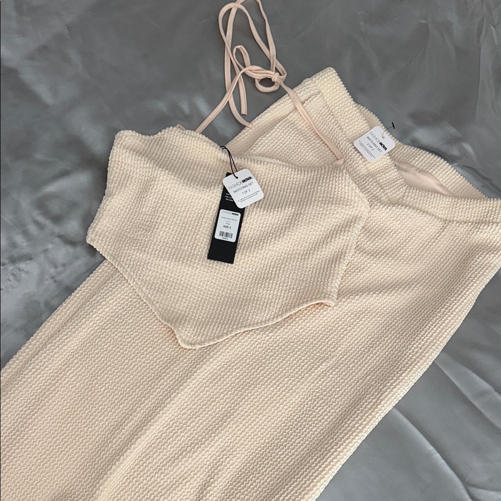 Fashion Nova Cream Textured Dress